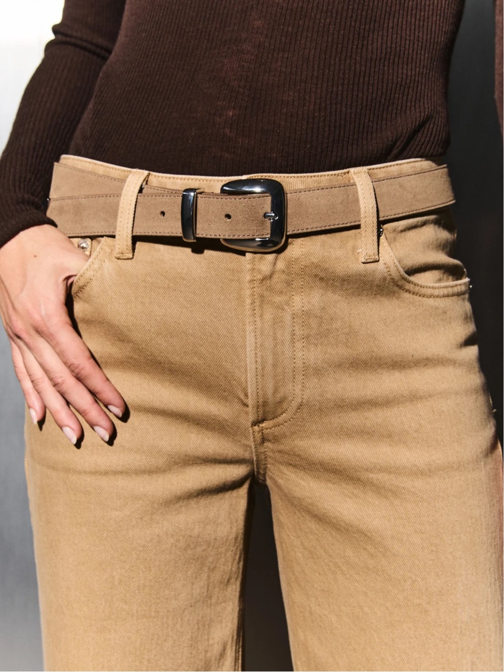 PISTOLA X B-LOW THE BELT ESTI SUEDE BELT - PEANUT SILVER SIZE SMALL